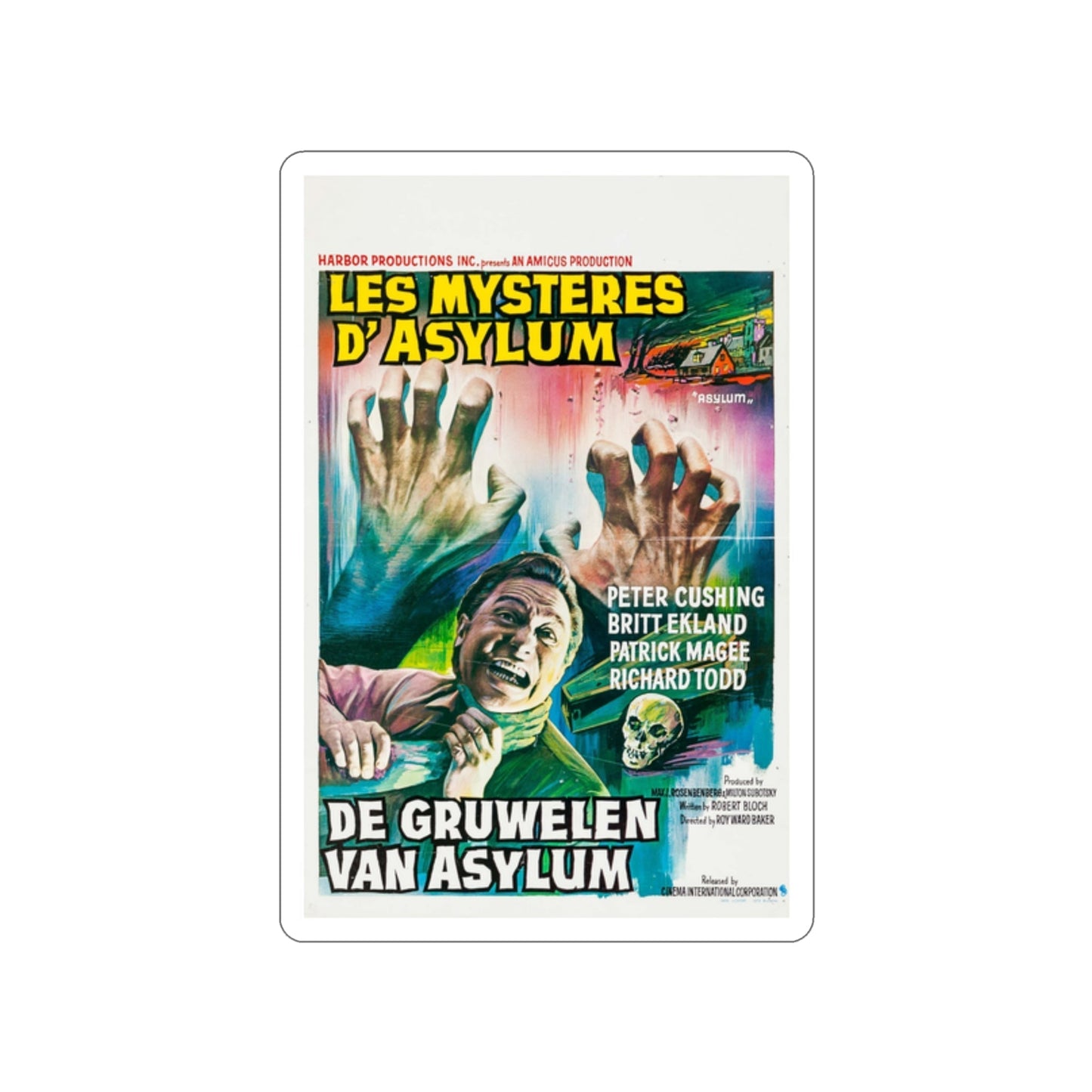 ASYLUM (BELGIAN) 1972 Movie Poster STICKER Vinyl Die-Cut Decal-2 Inch-The Sticker Space