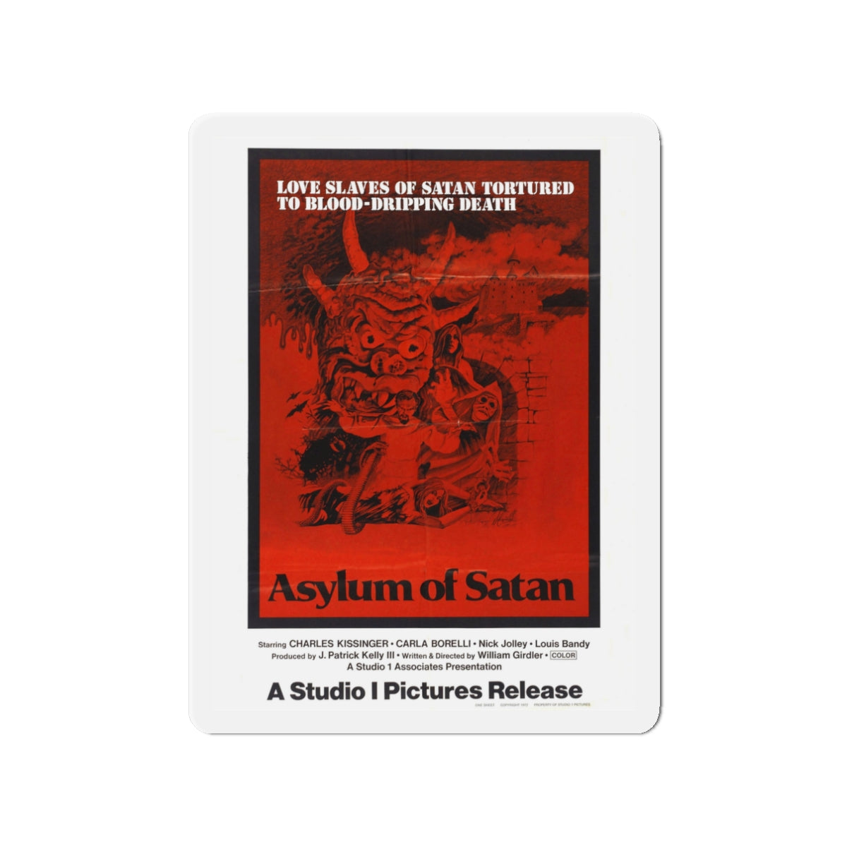 ASYLUM OF SATAN 1972 Movie Poster - Die-Cut Magnet-3" x 3"-The Sticker Space