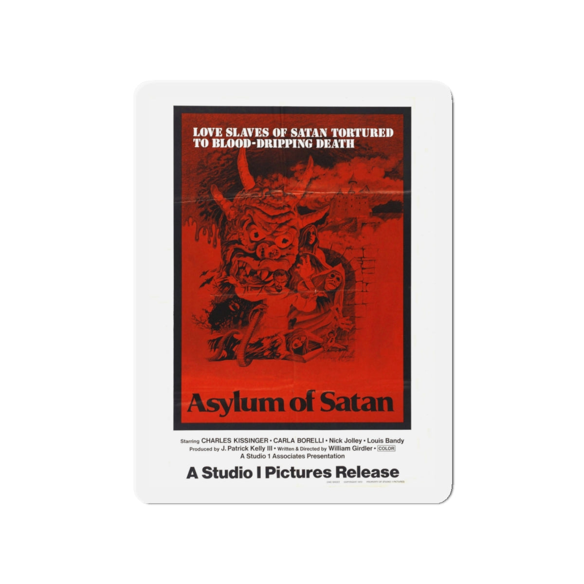 ASYLUM OF SATAN 1972 Movie Poster - Die-Cut Magnet-4" x 4"-The Sticker Space