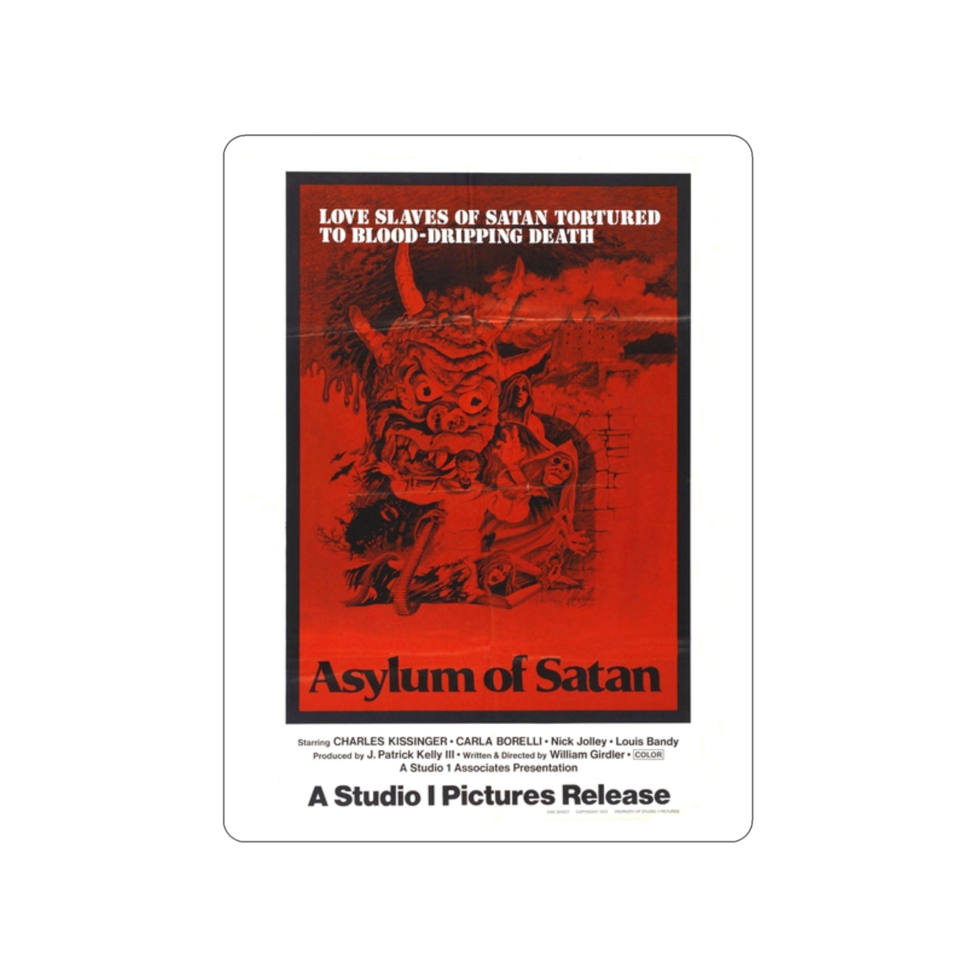 ASYLUM OF SATAN 1972 Movie Poster STICKER Vinyl Die-Cut Decal-2 Inch-The Sticker Space