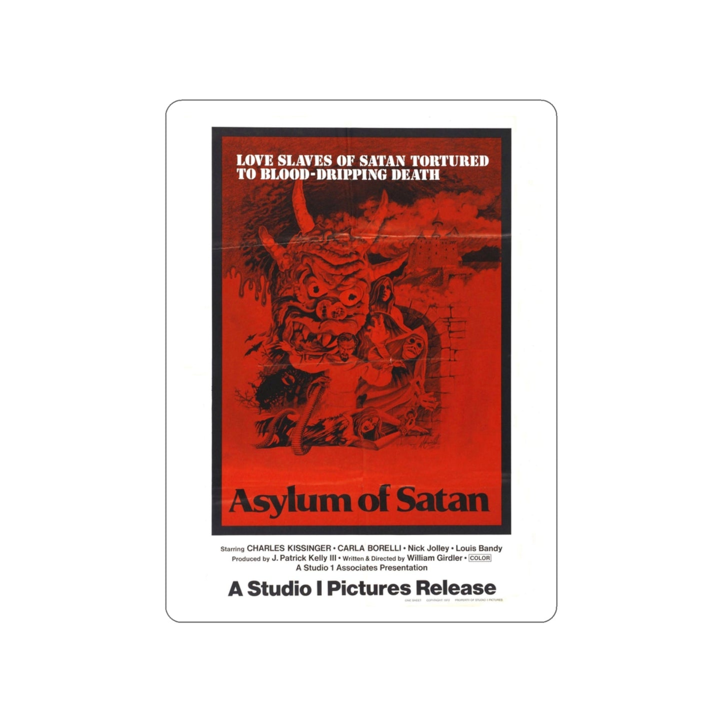 ASYLUM OF SATAN 1972 Movie Poster STICKER Vinyl Die-Cut Decal-3 Inch-The Sticker Space