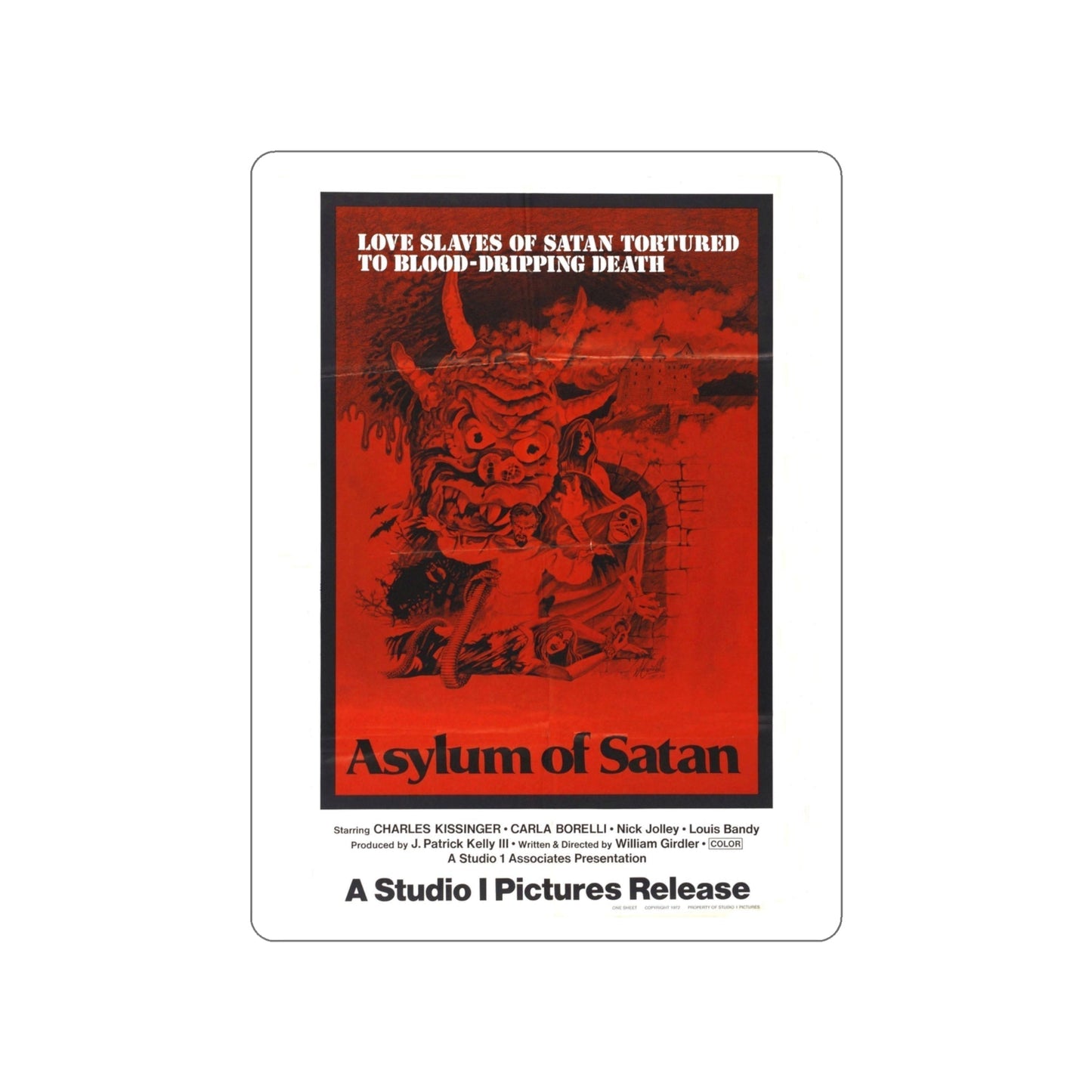 ASYLUM OF SATAN 1972 Movie Poster STICKER Vinyl Die-Cut Decal-4 Inch-The Sticker Space