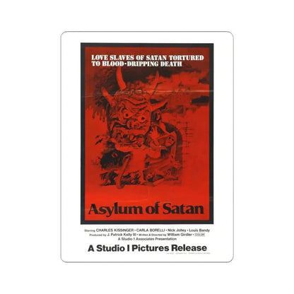 ASYLUM OF SATAN 1972 Movie Poster - STICKER Vinyl Kiss-Cut Decal 4 Inch White - The Sticker Space