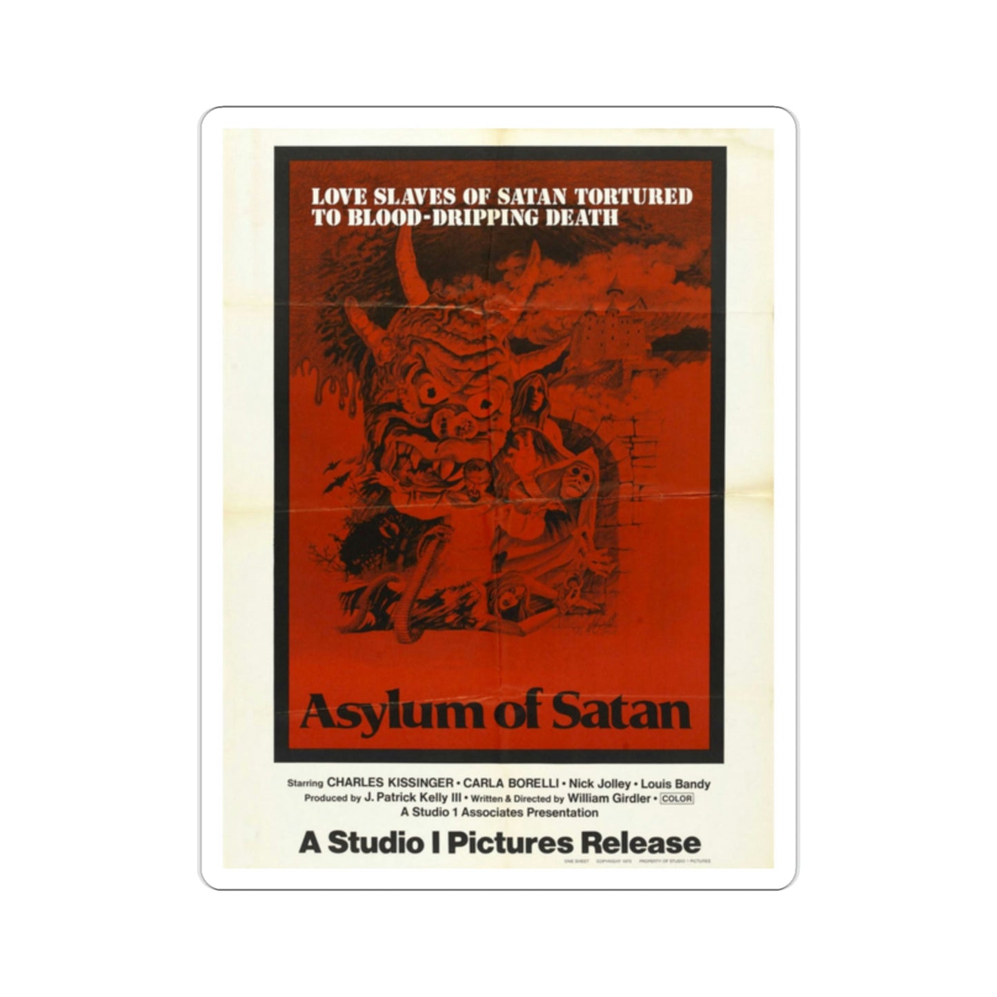 Asylum of Satan 1975 Movie Poster STICKER Vinyl Die-Cut Decal-2 Inch-The Sticker Space