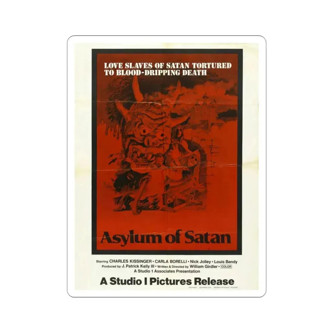 Asylum of Satan 1975 Movie Poster STICKER Vinyl Die-Cut Decal 3 Inch - The Sticker Space