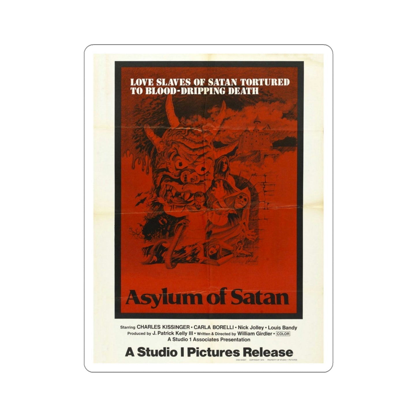 Asylum of Satan 1975 Movie Poster STICKER Vinyl Die-Cut Decal-5 Inch-The Sticker Space