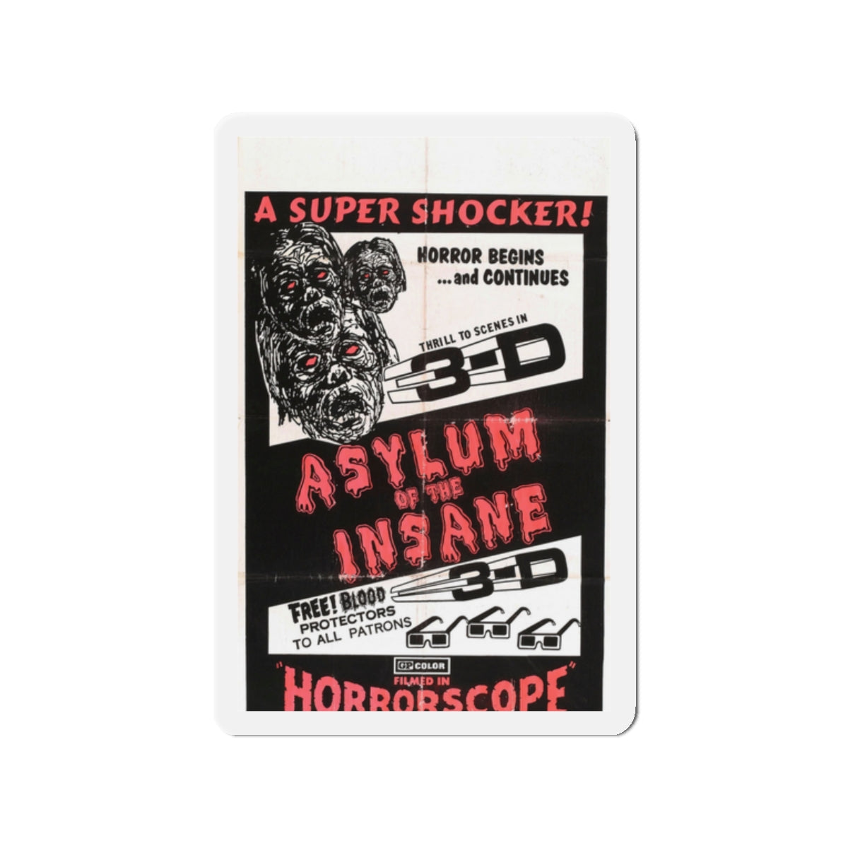 ASYLUM OF THE INSANE 1967 Movie Poster - Die-Cut Magnet-2" x 2"-The Sticker Space