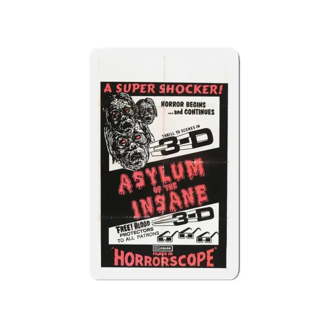 ASYLUM OF THE INSANE 1967 Movie Poster - Refrigerator Magnet 5 Inch - The Sticker Space