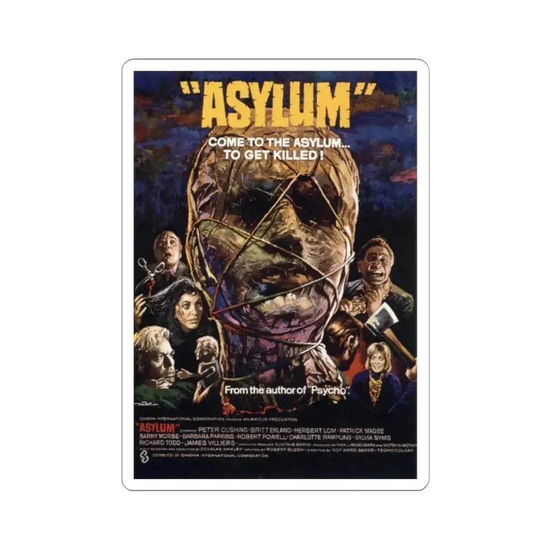 Asylum v2 1972 Movie Poster - STICKER Vinyl Kiss-Cut Decal 2 Inch White - The Sticker Space
