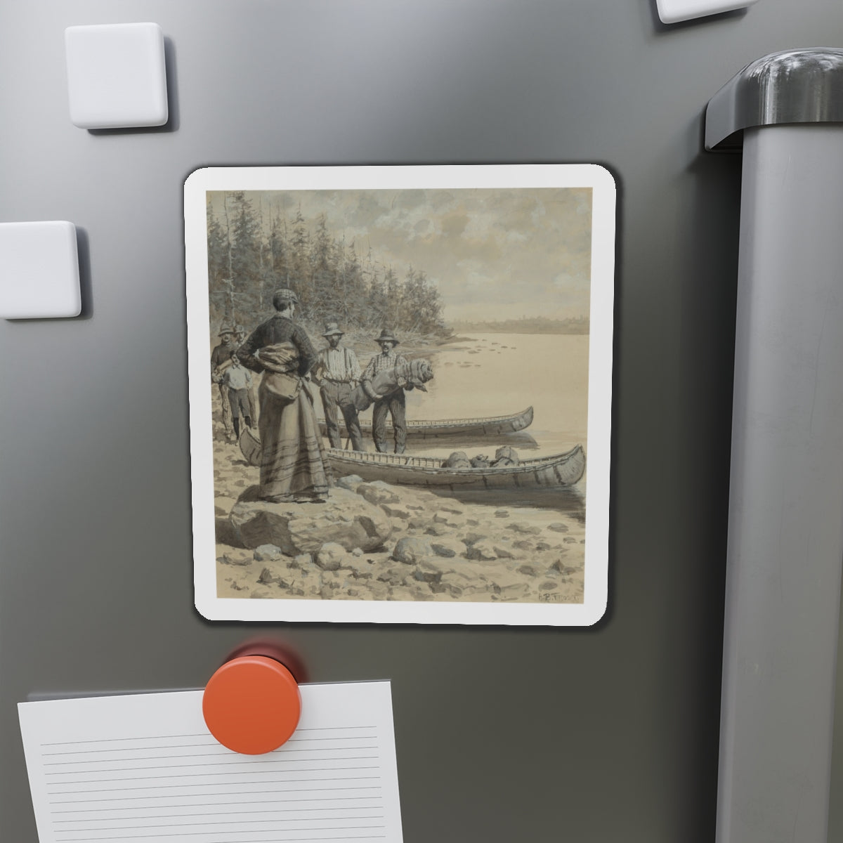 At Camp (Magazine Illustration) Refrigerator Magnet-The Sticker Space