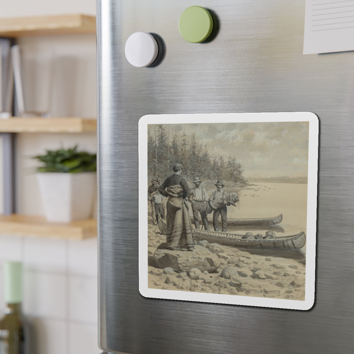 At Camp (Magazine Illustration) Refrigerator Magnet-The Sticker Space