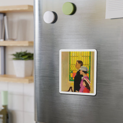 At Church (Magazine Illustration) Refrigerator Magnet-The Sticker Space