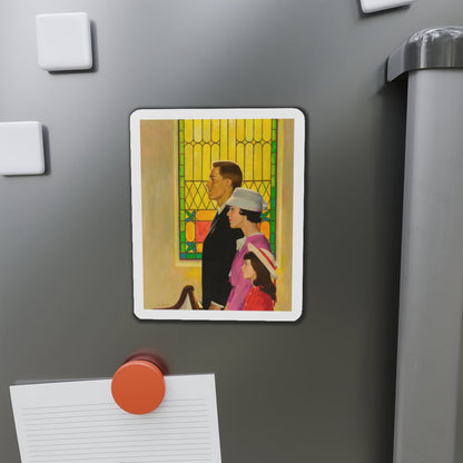 At Church (Magazine Illustration) Refrigerator Magnet-The Sticker Space