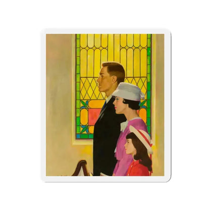 At Church (Magazine Illustration) Refrigerator Magnet 2 Inch Die-Cut - The Sticker Space