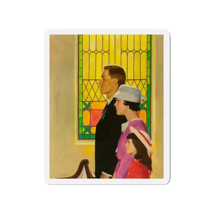 At Church (Magazine Illustration) Refrigerator Magnet 3 Inch Die-Cut - The Sticker Space