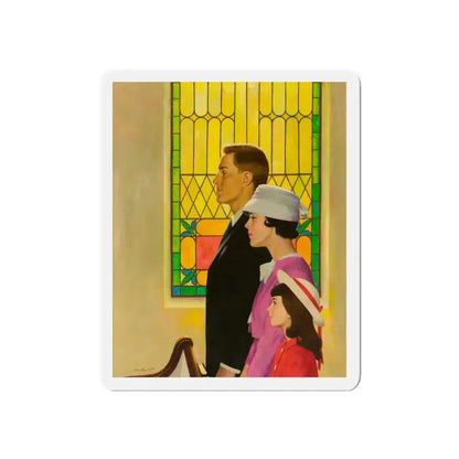 At Church (Magazine Illustration) Refrigerator Magnet 6 Inch Die-Cut - The Sticker Space