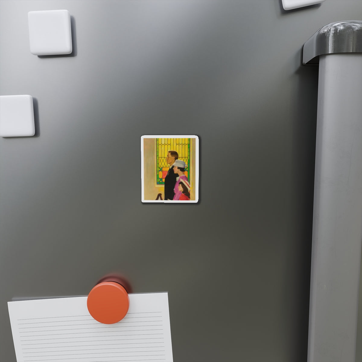 At Church (Magazine Illustration) Refrigerator Magnet-The Sticker Space