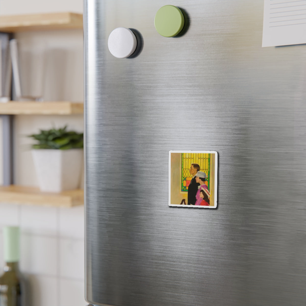 At Church (Magazine Illustration) Refrigerator Magnet-The Sticker Space