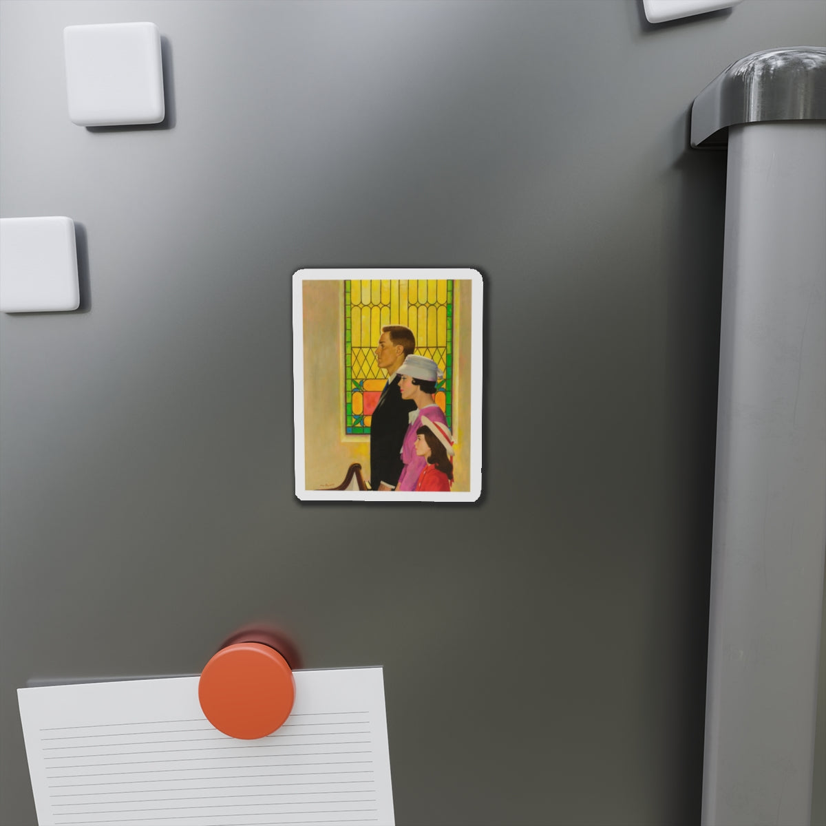 At Church (Magazine Illustration) Refrigerator Magnet-The Sticker Space