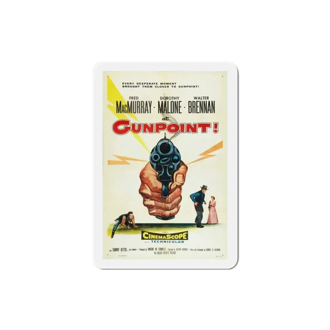 At Gunpoint 1955 Movie Poster Refrigerator Magnet 3 Inch - The Sticker Space