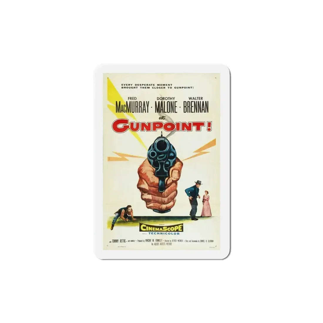 At Gunpoint 1955 Movie Poster Refrigerator Magnet 5 Inch - The Sticker Space