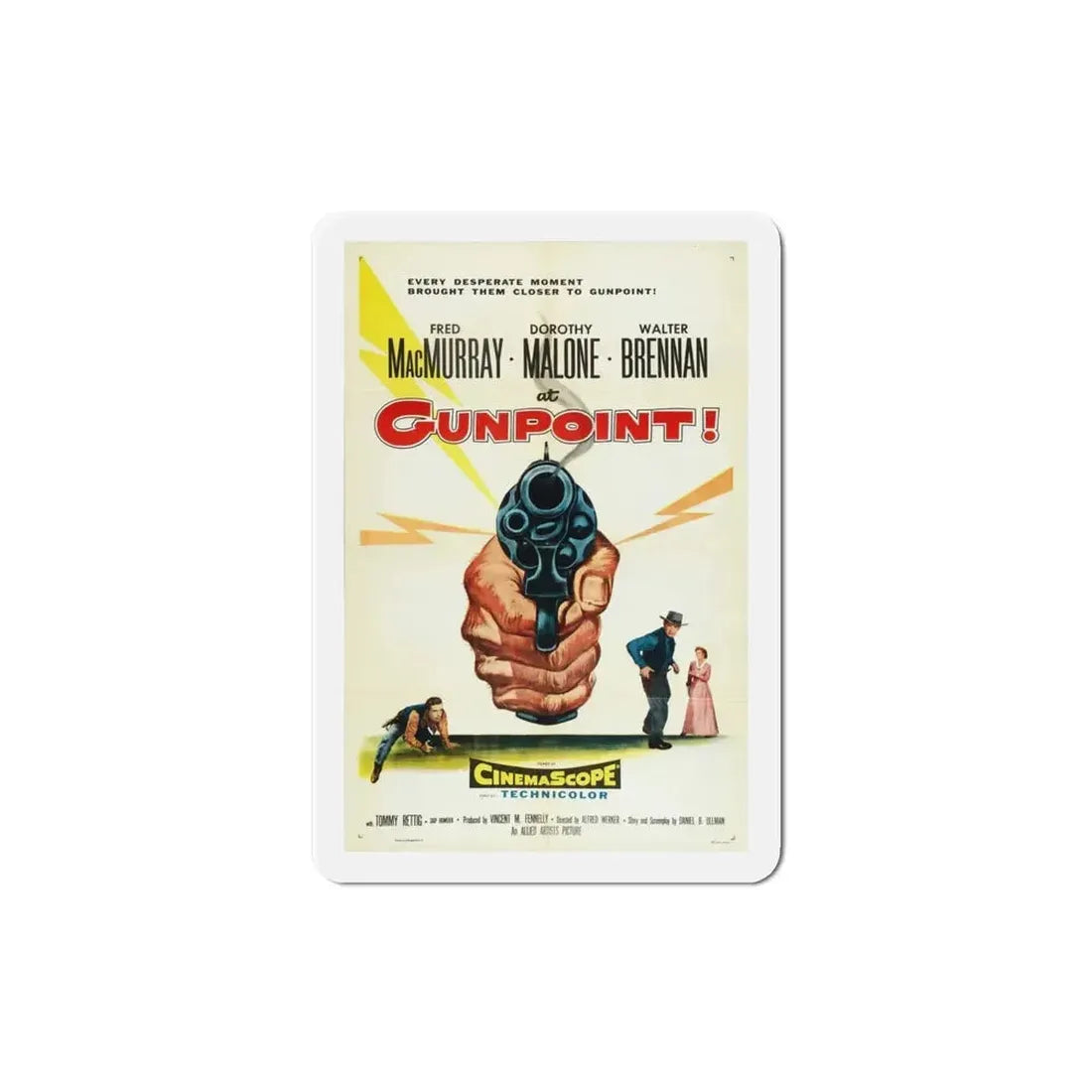 At Gunpoint 1955 Movie Poster Refrigerator Magnet - The Sticker Space