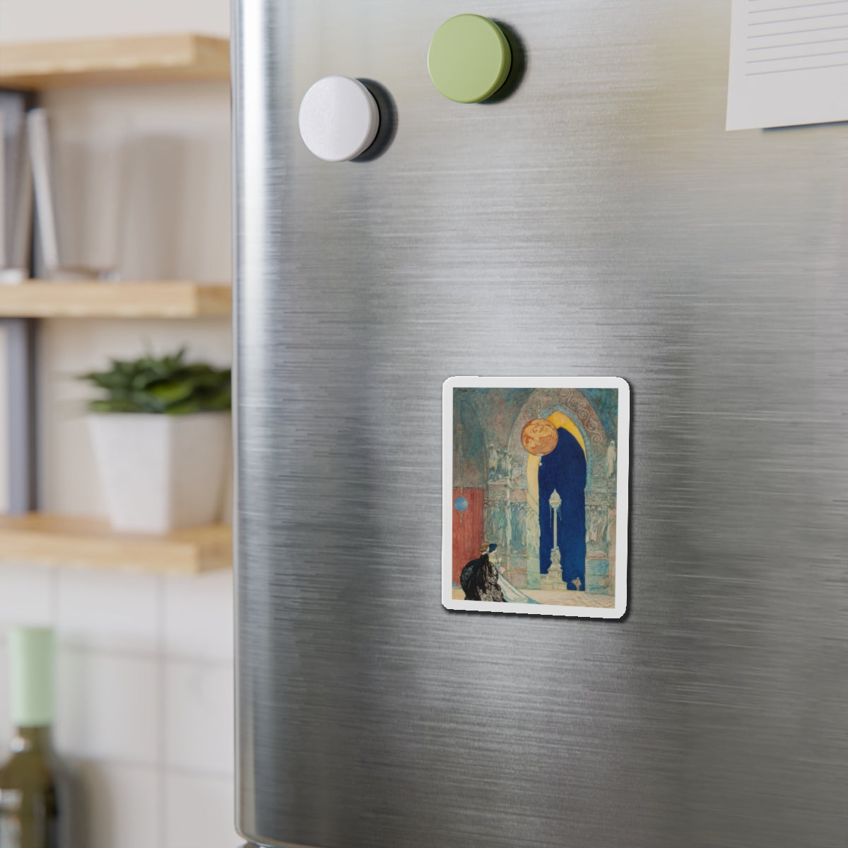 At the Ball, probable interior illustration (Magazine Illustration) Refrigerator Magnet-The Sticker Space