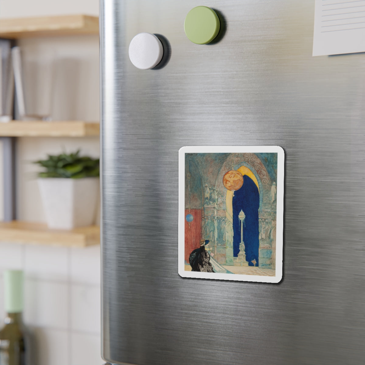 At the Ball, probable interior illustration (Magazine Illustration) Refrigerator Magnet-The Sticker Space