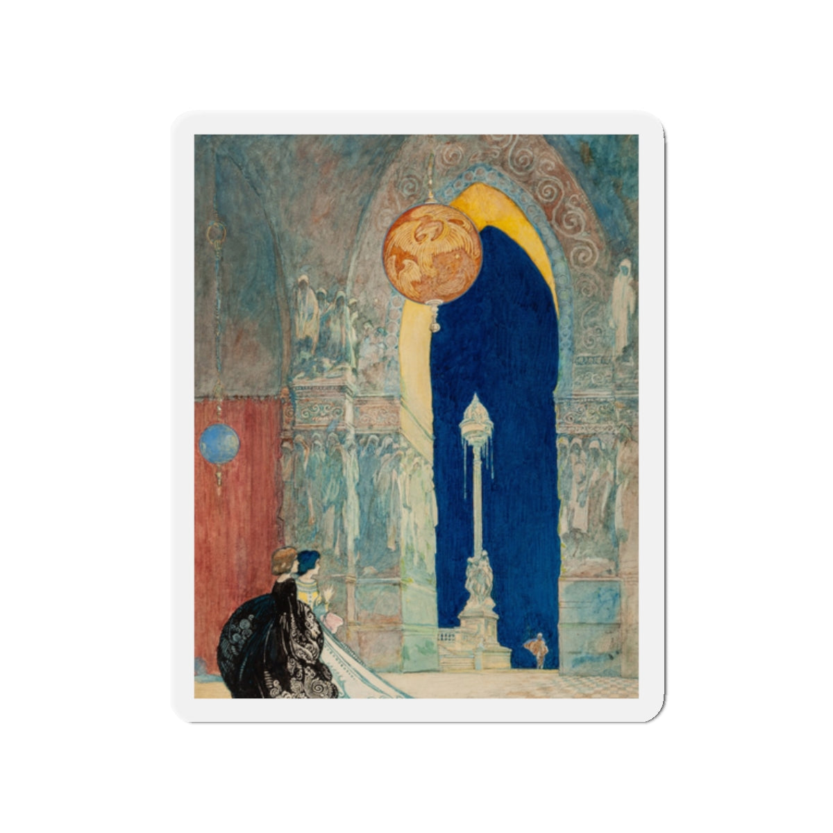 At the Ball, probable interior illustration (Magazine Illustration) Refrigerator Magnet-2" x 2"-The Sticker Space