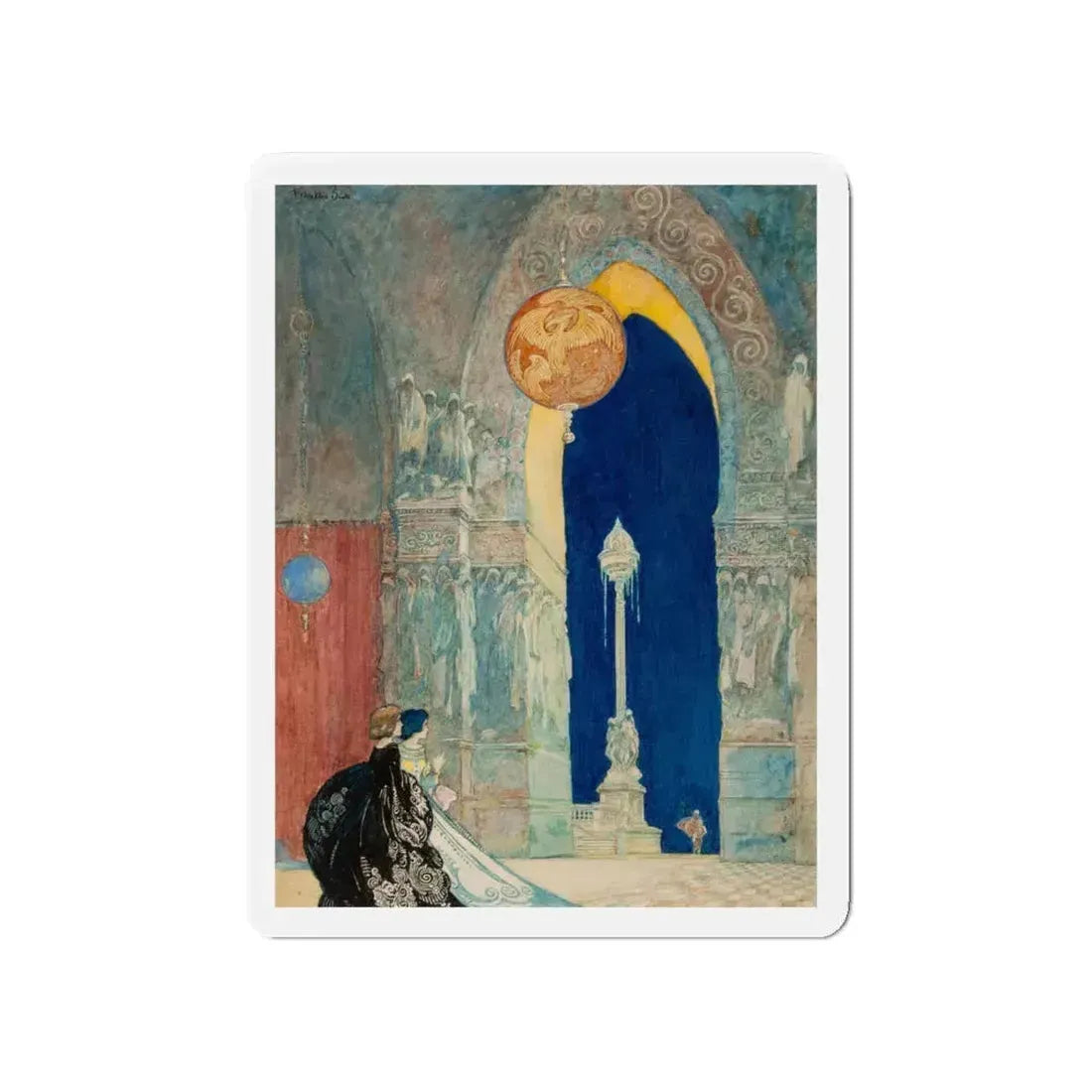 At the Ball, probable interior illustration (Magazine Illustration) Refrigerator Magnet 4 Inch Die-Cut - The Sticker Space