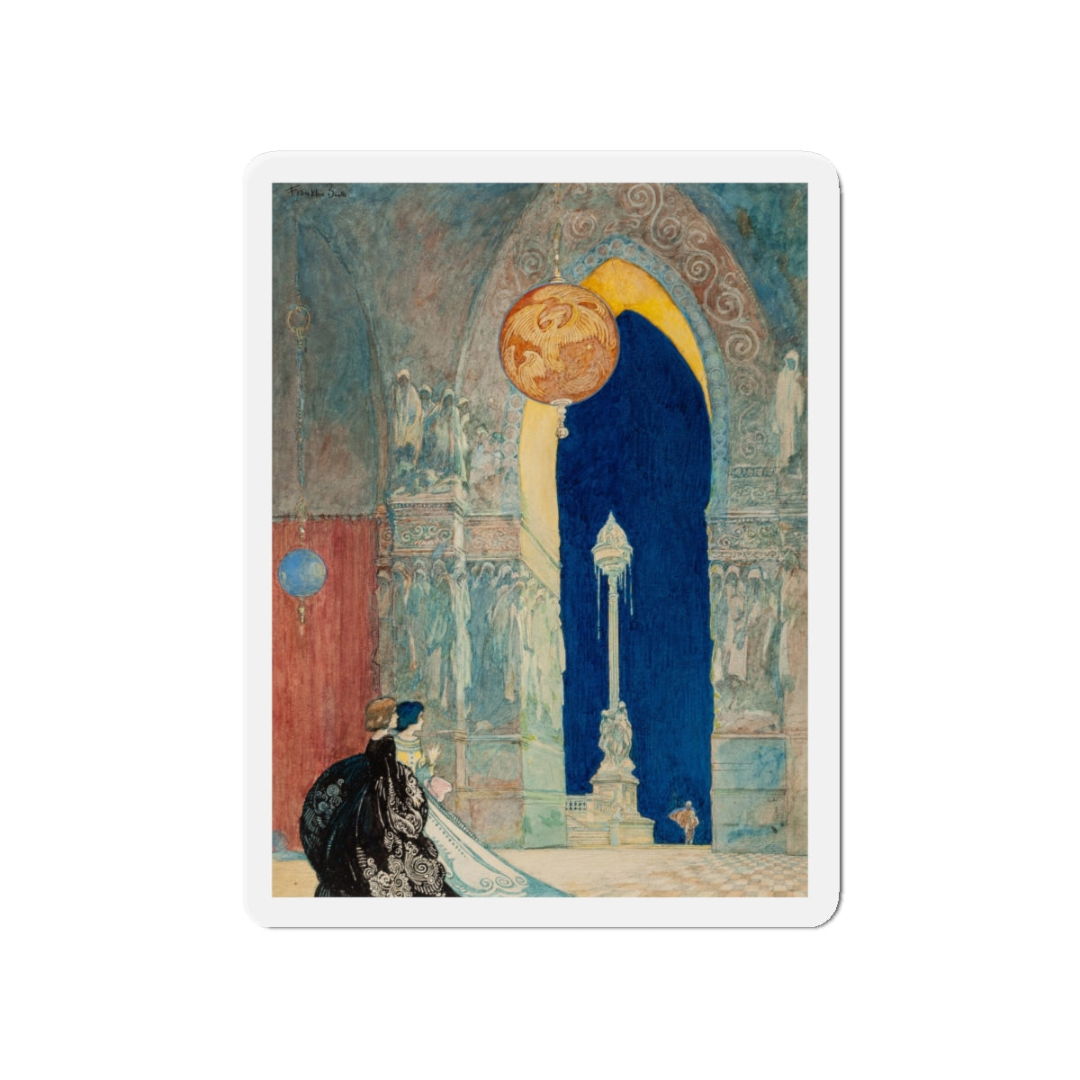 At the Ball, probable interior illustration (Magazine Illustration) Refrigerator Magnet-4" x 4"-The Sticker Space