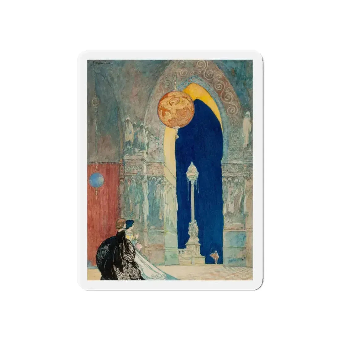 At the Ball, probable interior illustration (Magazine Illustration) Refrigerator Magnet 5 Inch Die-Cut - The Sticker Space