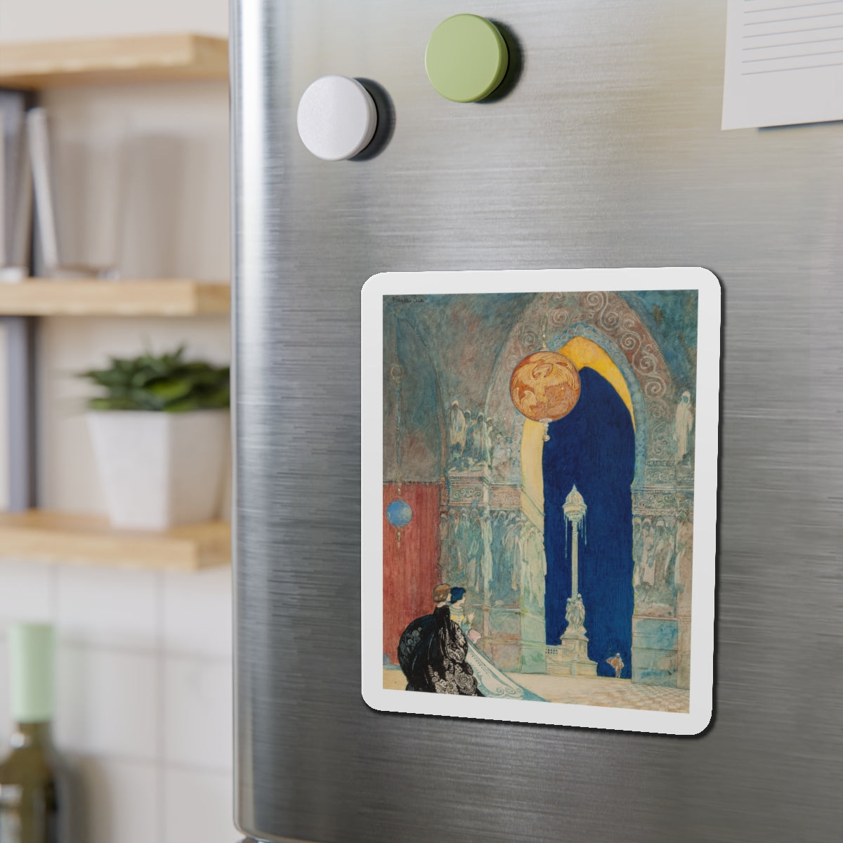 At the Ball, probable interior illustration (Magazine Illustration) Refrigerator Magnet-The Sticker Space