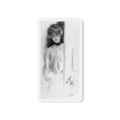 At the Doorway, Saturday Evening Post interior, 1903 (Magazine Illustration) Refrigerator Magnet-3" x 3"-The Sticker Space