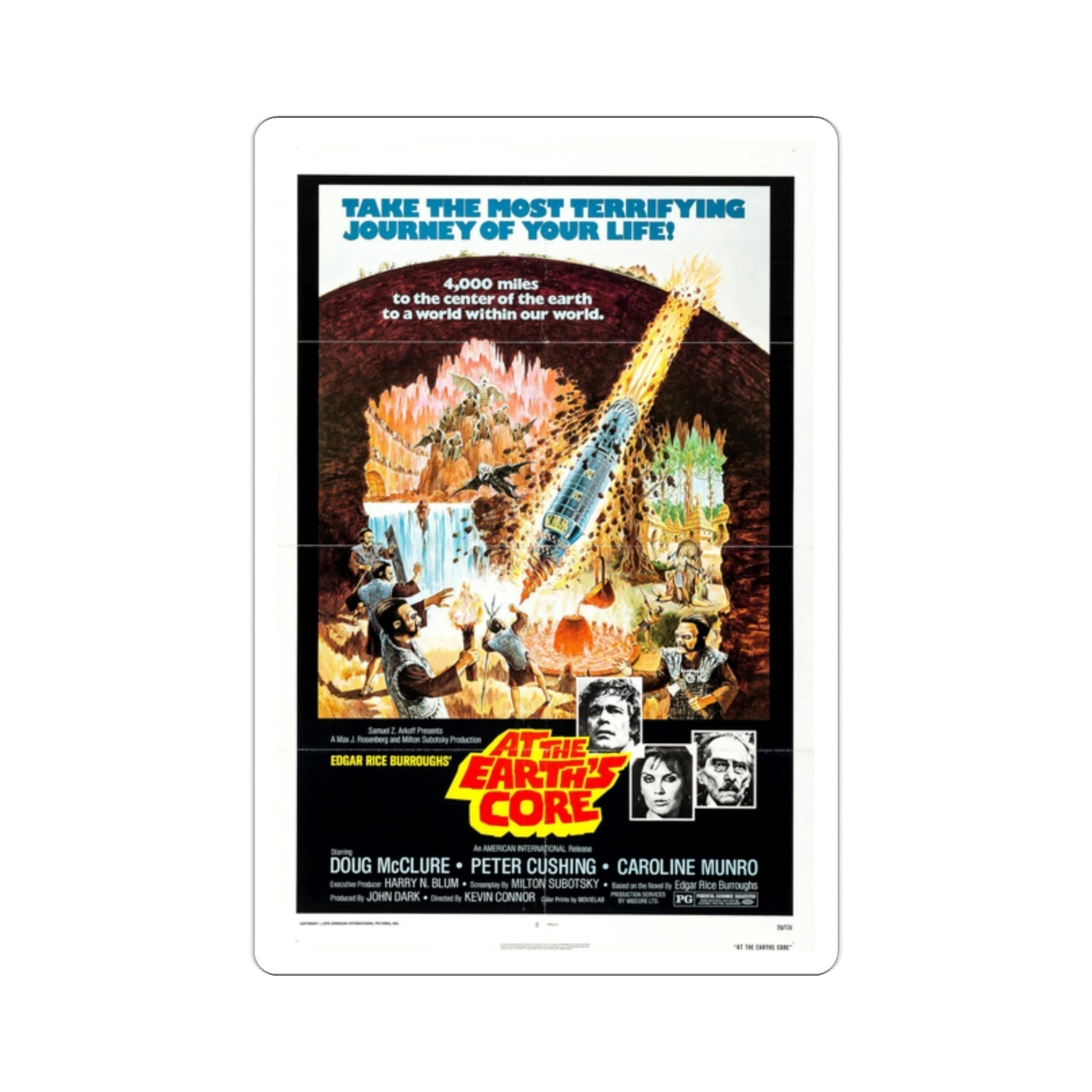 At the Earth's Core 1976 Movie Poster STICKER Vinyl Die-Cut Decal-2 Inch-The Sticker Space