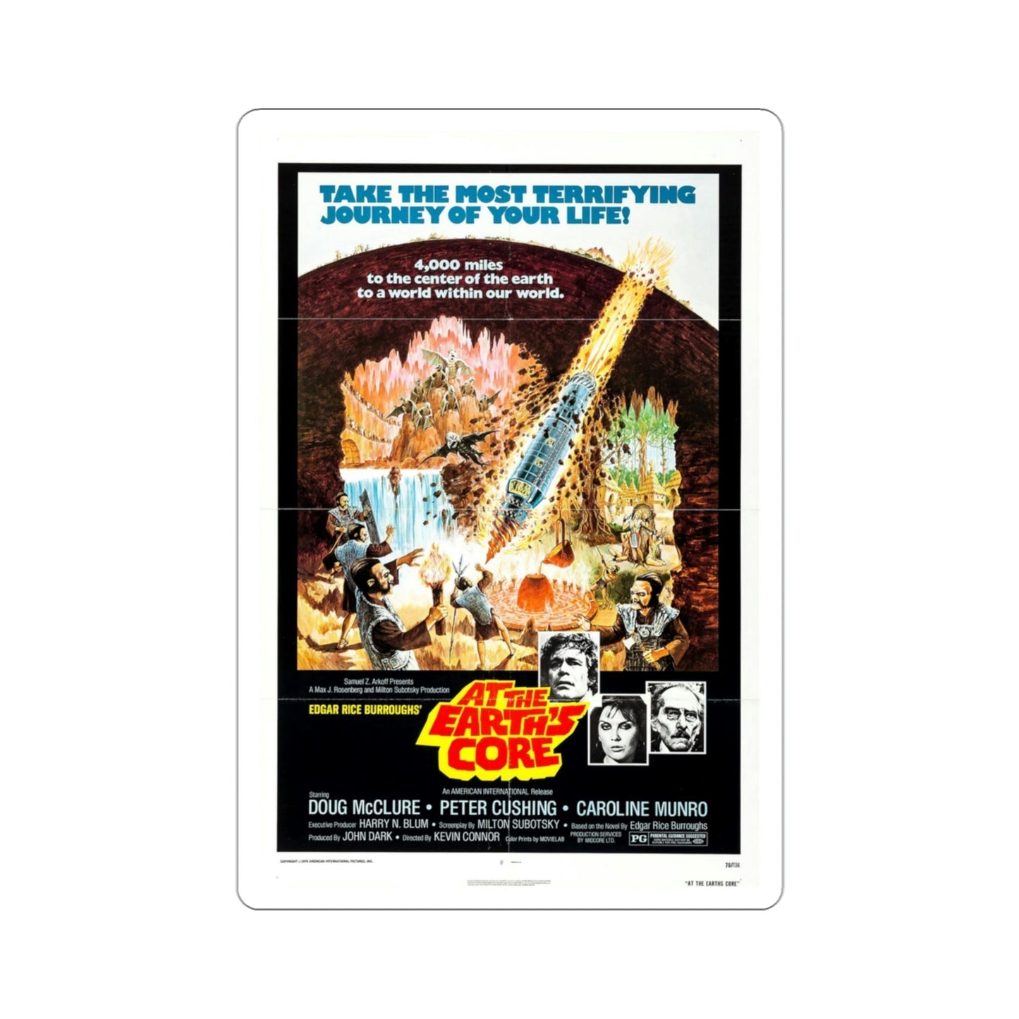 At the Earth's Core 1976 Movie Poster STICKER Vinyl Die-Cut Decal-3 Inch-The Sticker Space