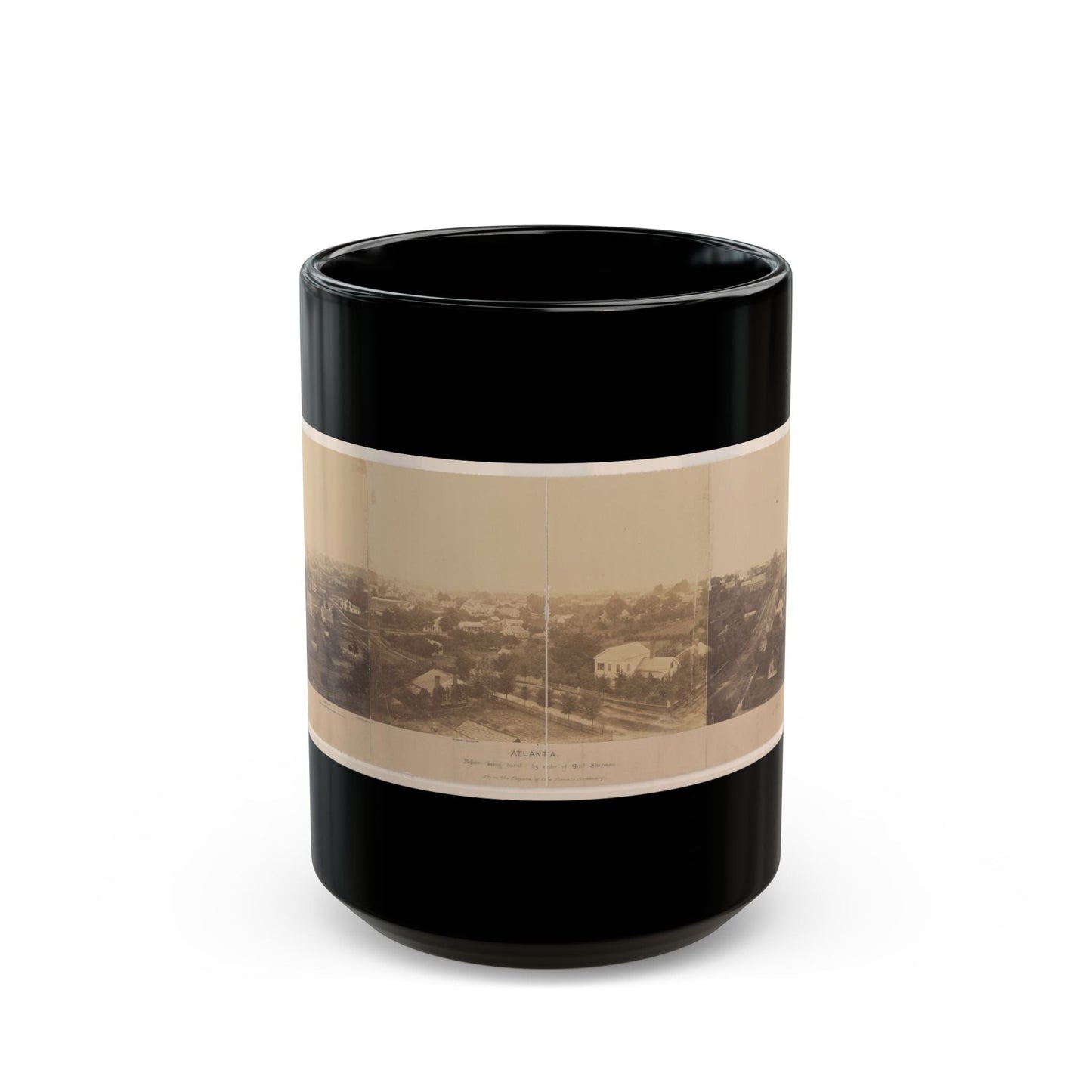 Atlanta, Before Being Burnt  By Order Of Gen'l. Sherman, From The Cupola Of The Female Seminary (U.S. Civil War) Black Coffee Mug