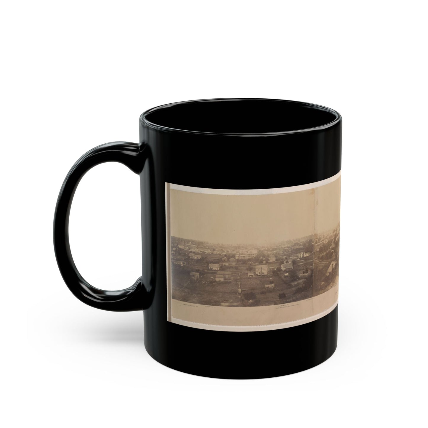 Atlanta, Before Being Burnt  By Order Of Gen'l. Sherman, From The Cupola Of The Female Seminary (U.S. Civil War) Black Coffee Mug