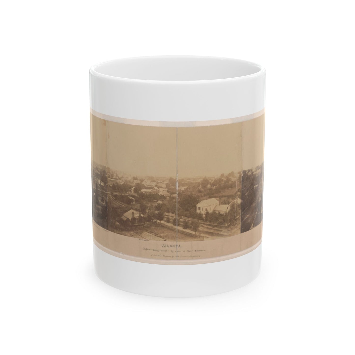 Atlanta, Before Being Burnt  By Order Of Gen'l. Sherman, From The Cupola Of The Female Seminary (U.S. Civil War) White Coffee Mug