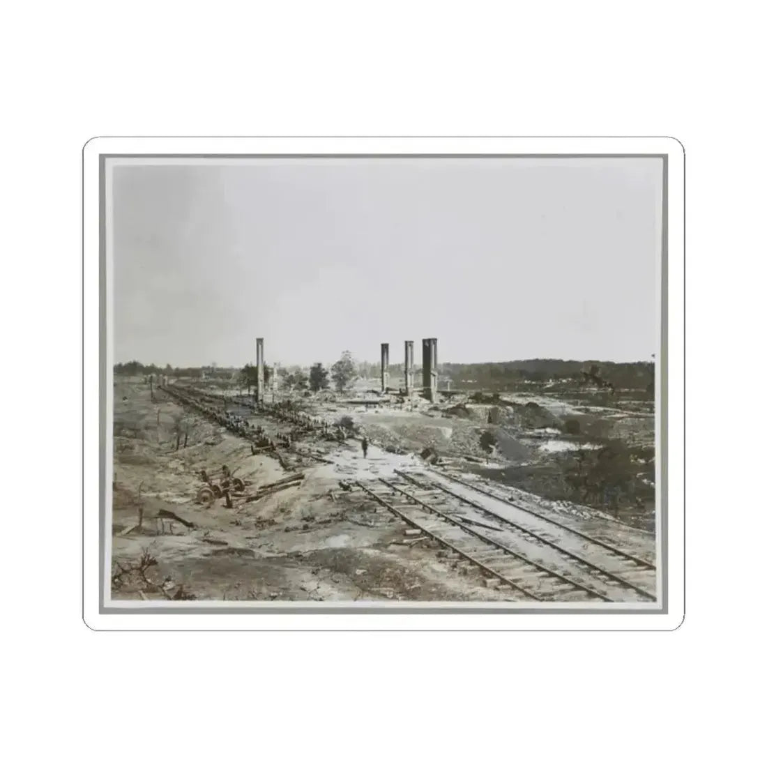 Atlanta, Ga, 1864. Destruction of Hood's Ordnance Train, Georgia Central Railroad (U.S. Civil War) STICKER Vinyl Kiss-Cut Decal 2 Inch White - The Sticker Space