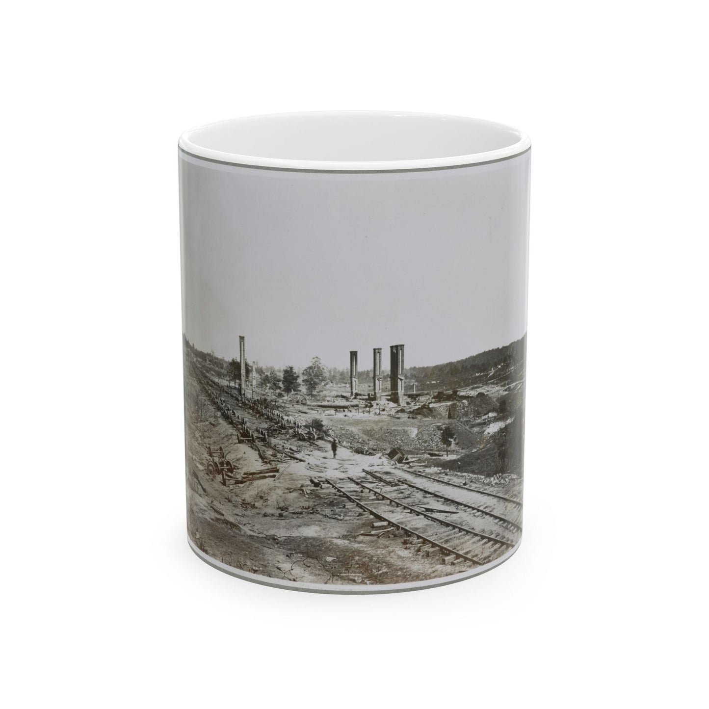 Atlanta, Ga, 1864. Destruction Of Hood's Ordnance Train, Georgia Central Railroad (U.S. Civil War) White Coffee Mug