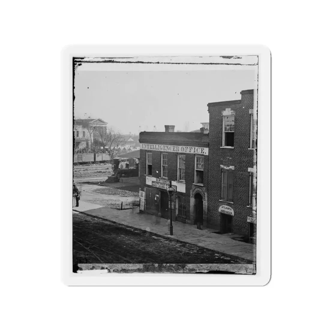 Atlanta, Ga. Atlanta Intelligencer Office By The Railroad Depot (U.S. Civil War) Refrigerator Magnet 3 Inch Die-Cut - The Sticker Space