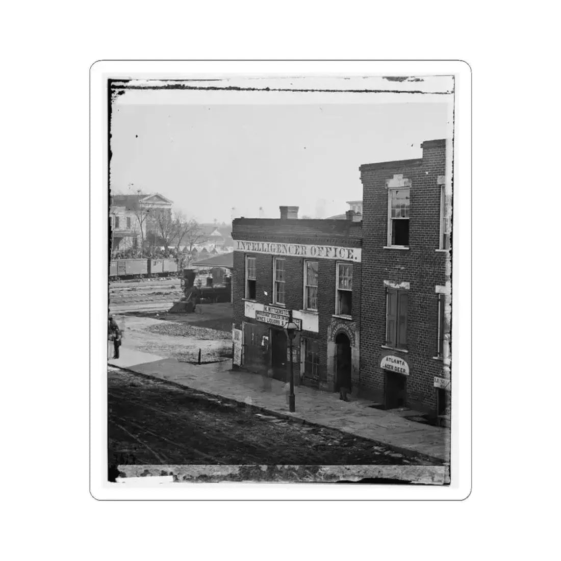 Atlanta, Ga. Atlanta Intelligencer Office by the Railroad Depot (U.S. Civil War) STICKER Vinyl Kiss-Cut Decal 3 Inch White - The Sticker Space