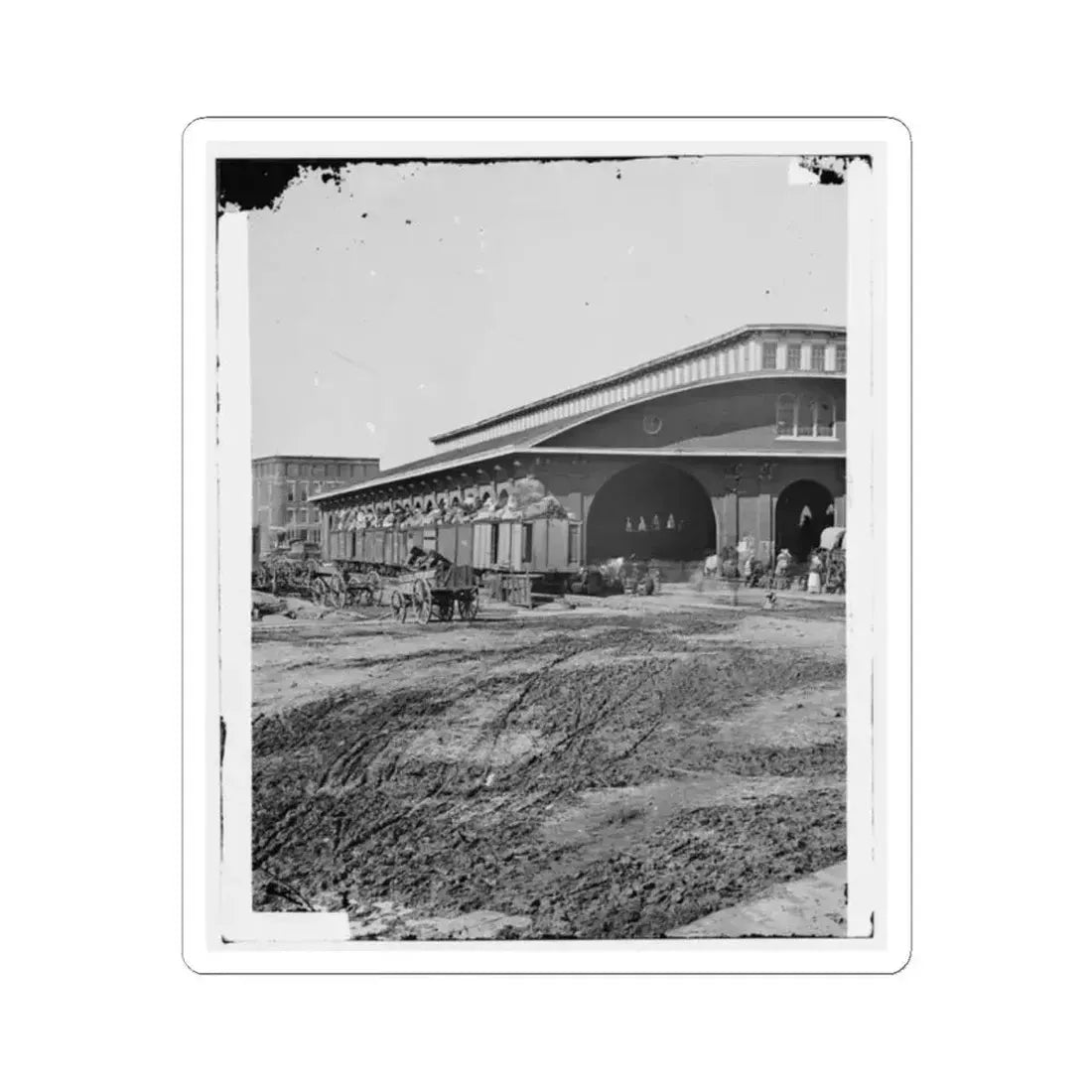 Atlanta, Ga. Boxcars With Refugees at Railroad Depot (U.S. Civil War) STICKER Vinyl Kiss-Cut Decal 2 Inch White - The Sticker Space