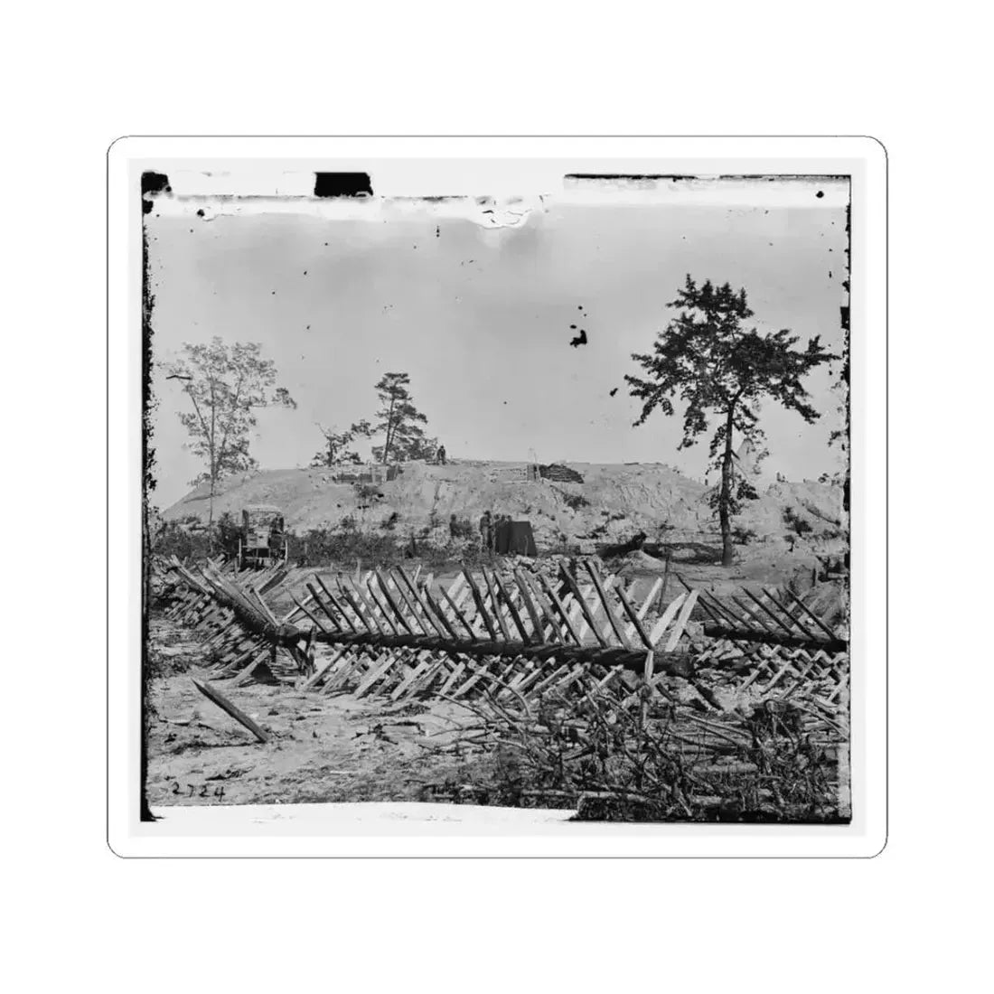 Atlanta, Ga. Chevaux-De-Frise on Marietta Street; Photographic Wagons and Darkroom Beyond (U.S. Civil War) STICKER Vinyl Kiss-Cut Decal 3 Inch White - The Sticker Space