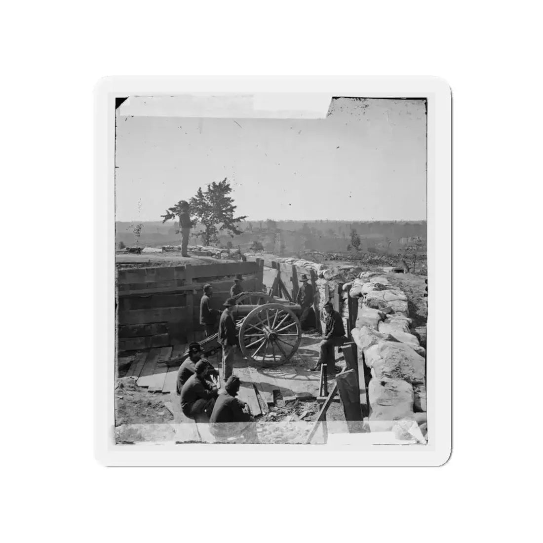 Atlanta, Ga. Federal Soldiers By Gun In Captured Fort (U.S. Civil War) Refrigerator Magnet 4 Inch Die-Cut - The Sticker Space