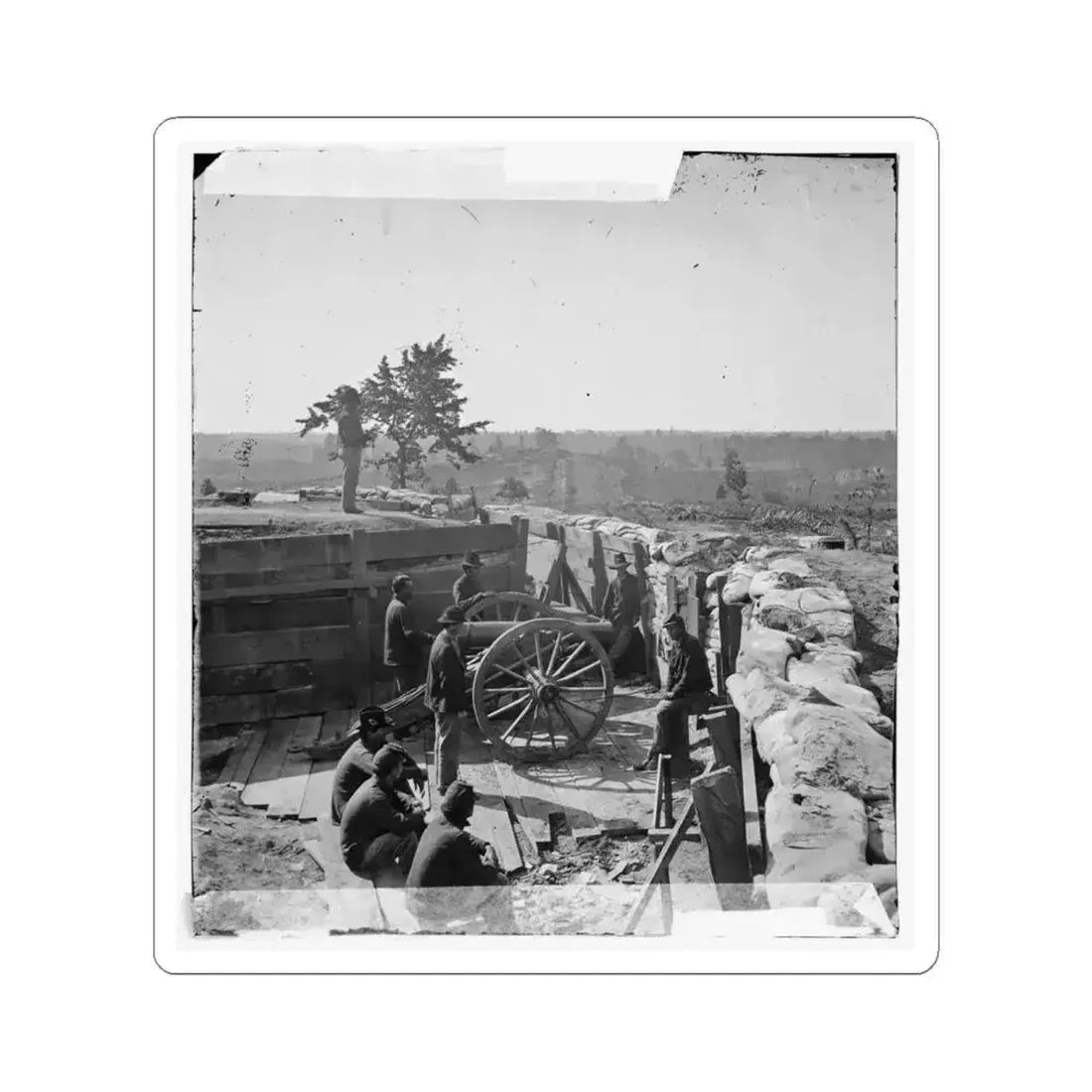 Atlanta, Ga. Federal Soldiers by Gun in Captured Fort (U.S. Civil War) STICKER Vinyl Kiss-Cut Decal 6 Inch White - The Sticker Space