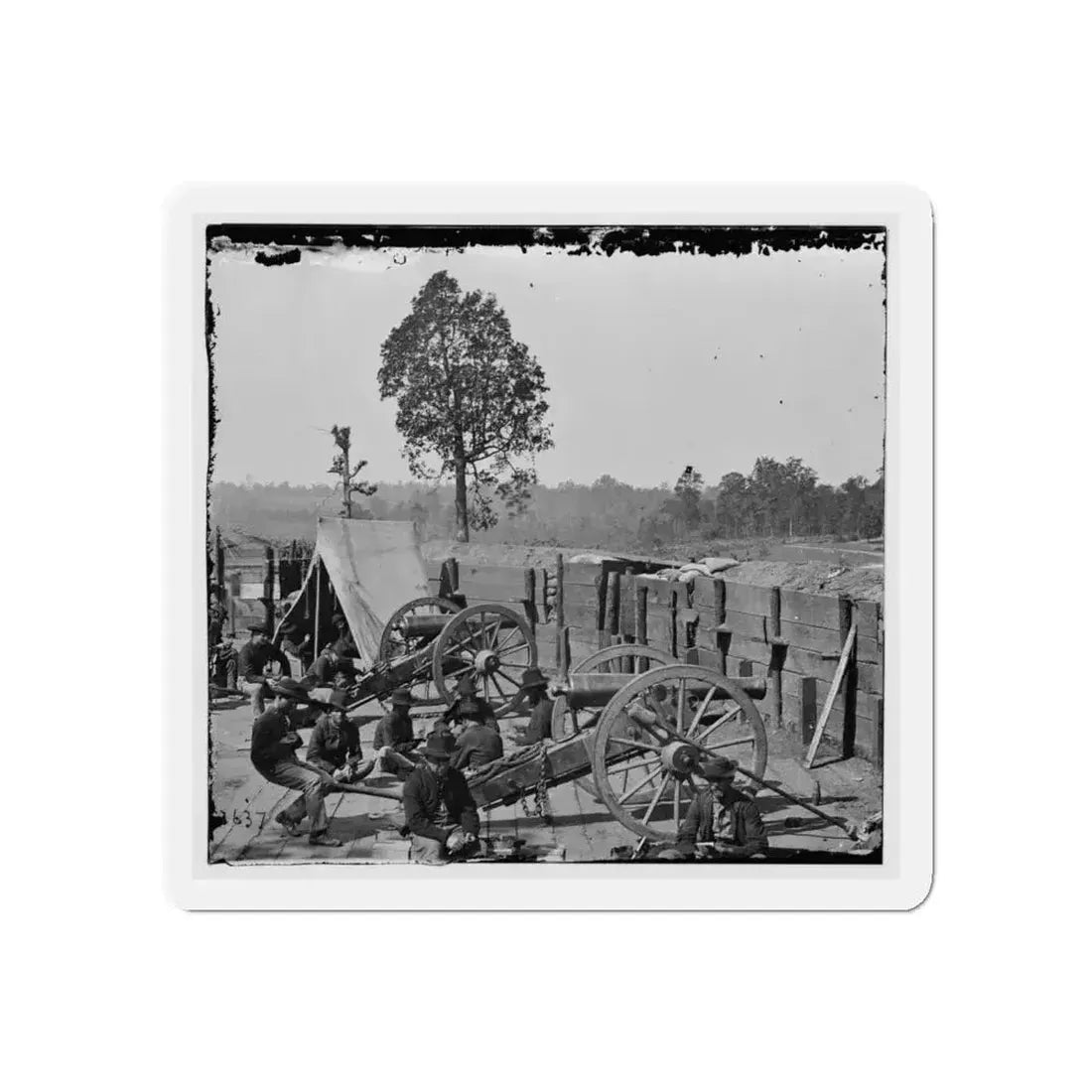 Atlanta, Ga. Federal Soldiers Relaxing By Guns Of Captured Fort (U.S. Civil War) Refrigerator Magnet - The Sticker Space