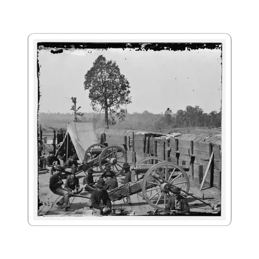 Atlanta, Ga. Federal Soldiers Relaxing by Guns of Captured Fort (U.S. Civil War) STICKER Vinyl Kiss-Cut Decal 2 Inch White - The Sticker Space