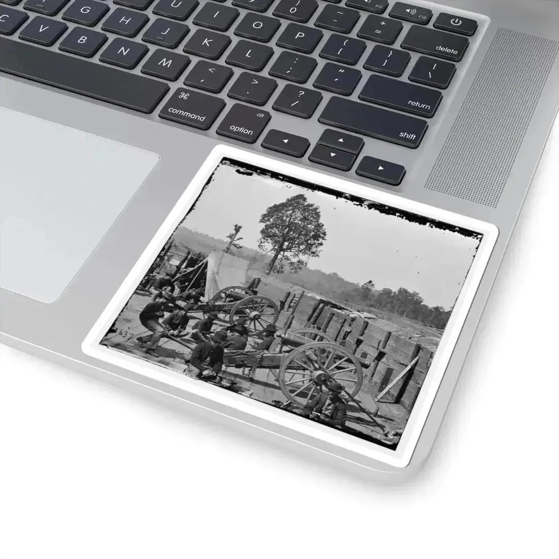 Atlanta, Ga. Federal Soldiers Relaxing by Guns of Captured Fort (U.S. Civil War) STICKER Vinyl Kiss-Cut Decal - The Sticker Space